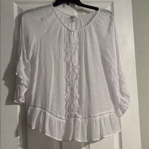 Counterparts White Blouse with Lace Detail